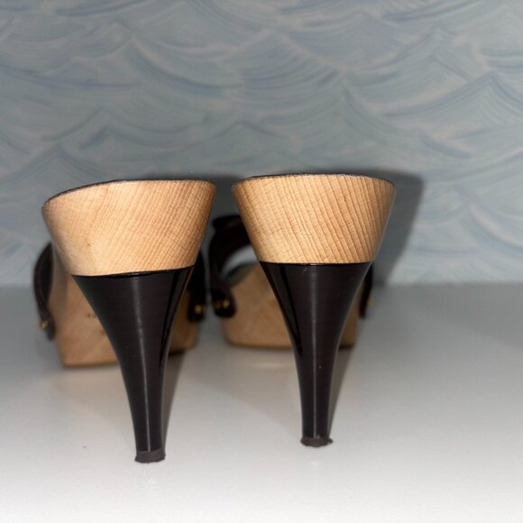 Louis Vuitton Dark Brown Patent Leather Bow Studded Pumps Mules/Slides - Picture 6 of 10